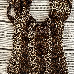 POWDER PUFF TOP IN WILD LEOPARD PRINT - VIXEN BY MICHELINE PITT